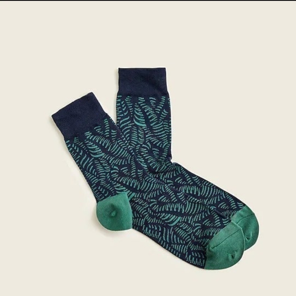 J.Crew Crew Socks NAVY PALMS BNWT Limited Edition RETIRED 1 LEFT